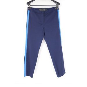 Yigal azrouel Women's 4 wool flat front navy blue striped pants pockets‎